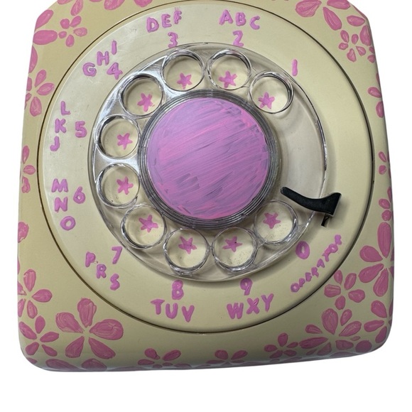 Vintage ITT Floral Rotary Phone Pink Cream Corded 500 - Picture 5 of 16